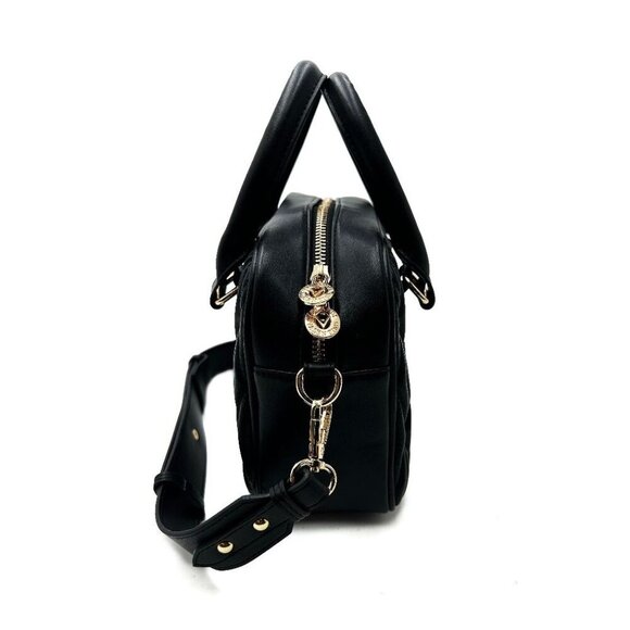 VALENTINO ORLANDI BLACK LEATHER QUILTED CROSSBODY BAG WITH GOLD-TONE ACCENTS - Picture 4 of 4